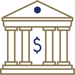 icon showing courthouse with dollar symbol in between the columns